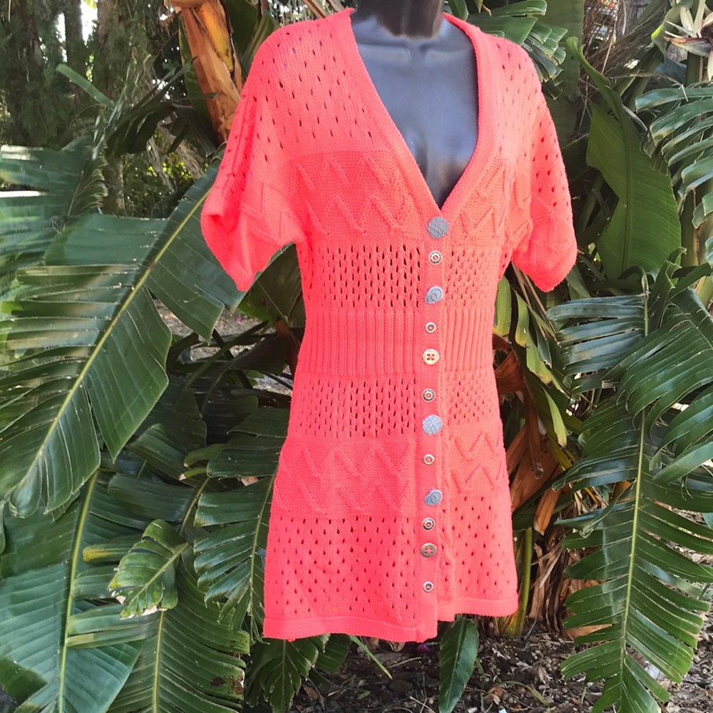 Pure hand knit tunic cardigan or dress very mini